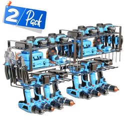 Warmodern 2Pack Power Tool Organizer, Wall Mount Garage Tool Organizers and Storage, 3 Layers Heavy Duty Drill Holder for Garage, Workshop,Christmas Gift for Men