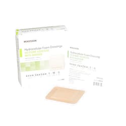 McKesson Hydrocellular Foam Dressings, Sterile, Silicone Adhesive with Border, Dimension 4 in x 4 in, Pad 3 in x 3 in, 10 Count, 1 Pack