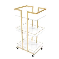 AOOCHU Utility Trolley, Metal Storage Rolling Barber Cart with 4Universal Wheels Heavy-Duty Manicure Trolleys Bar Car Lockable 3Layers Storage Space Organize Cosmetics Snacks for Living Room Bedroom