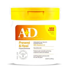 A+D Original Diaper Rash Ointment, Prevents & Protects Diaper Rash, Moisturizes & Heals Dry Skin With Vitamins A&D, 16oz Jar