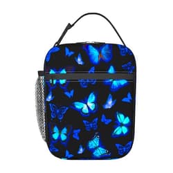 Sivcponrm Blue Butterfly Lunch Box for Women Girls Kids Teens Insulated Lunch Bag Reusable Portable Lunch Box Tote for Picnic Work Travel Camping Outdoor Gifts