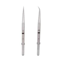 Yababa Tweezers, Precision Tweezers Set, Anti-Static Stainless Steel Curved of Tweezers, for Electronics, Laboratory Work, Jewelry-Making, Craft, Soldering, Etc（2 PCS）