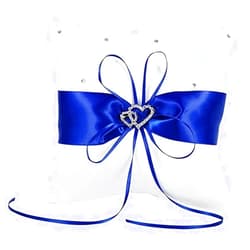 Longaoa Wedding Ring Pillows Wedding Ring Bearer Pillows Ring Holder Pillow with Decorative Ribbon Bow Pocket Ring Pillow Cushion for Wedding Ring Bearer Proposal Ceremony Party Gift (Blue, 1pc)