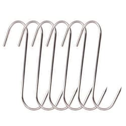 RJWKAZ Meat Hooks S Hooks Stainless Steel Poultry Hook BBQ Grill Cooking Smoker Hook Tool (5 Inch-6 Pack)