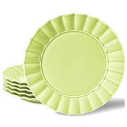 HOMBENE DINNERWARE NOT ONLY FOR DINNER HOMBENE Dessert Dinner 10.5 Inches Set for 6, Ceramic Plates, Salad Serving Plates, Wavy Style, Microwave & Dishwasher Safe Plates for Cake Waffles Snacks (Mint Glow Green)