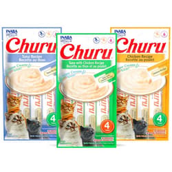 INABA Churu Lickable Purée Natural Cat Treats Tuna & Chicken 3 Flavor Assortment of 12 Tubes