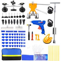 NOENOUGH 97PCS Dent Puller Kit, Paintless Auto Body Dent Repair Kit with Golden Lifter, Slide Hammer T-bar Dent Puller, Bridge Puller, Suction Cup and Glue Gun for Car Dent Remove Auto Body Dent Removal Kit
