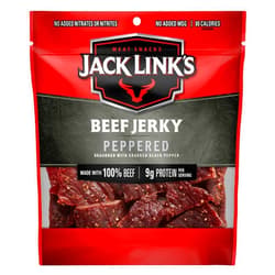 Jack Link's Beef Jerky, Peppered Jerky Bag – Flavorful Meat Snack, Ready to Eat Protein Snack with 9g of Protein and 80 Calories, Made with 100% Beef, Keto, Paleo & Carnivore Diet Ready, 2.6 Oz,