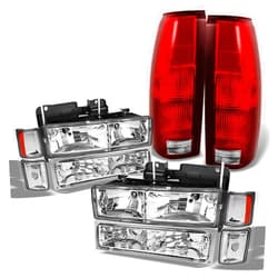 AKKON - For Chevy C/K 1500/2500/3500 Tahoe Suburban Silverado Full Size C10 Headlights + Bumper Light + Tail Brake Lamp