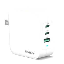 Nekteck GaN Charger 100W USB C Charger 3-Ports with PD.3 and QC.3, Compact Fast Foldable Wall Charger for iPhone 15 Series, MacBook Pro/Air, Google PixelBook, ThinkPad, Galaxy S22/S20 and More