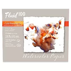 Speedball Fluid 100 Watercolor Paper 811722 140LB 100% Cotton Cold Press 11 x 14 Pochette, 10 Sheets 140 lb Cold Press 11 x 14-Inch Pochette