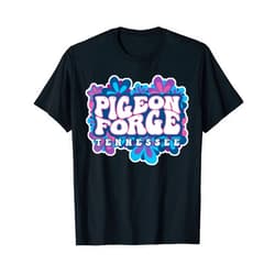 Great Smoky Mountain Vacation Souvenir Apparel Pigeon Forge Tennessee Travel Hippie 70s Groovy Wavy Text T-Shirt