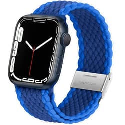 Anlinser Braided Solo Loop Compatible with Apple Watch Band 41mm 40mm 38mm, Elastic Nylon Sport Strap with Adjustable Buckle Designed for Apple Watch SE Series 9 8 7 6 5 4 3, Blue