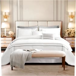 SHALALA NEW YORK SHALALA White Comforter Set Queen, 8-Piece Hydro-Brushed Wooly Feel Hotel Style Modern Luxury Bedding Comforter Set with Matching Fitted Sheet,Flat Sheet,Pillow Sham,Decorative Pillows for All Seasons