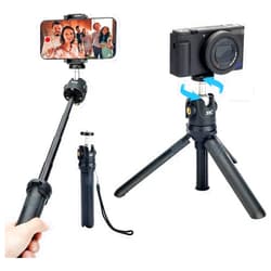 JJC 2 in 1 Extendable Mini Vlogging Tripod & Selfie Stick for Sony ZV-E10 II ZVE10 ZV-1F ZV1F ZV-1 II ZV1 RX100 VII A6100 A6400, Canon PowerShot V1 SX740 HS G7X Mark III II EOS R100 R50 R10 & More