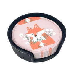 THMTY Dongwu and Flower Premium Pu Leather Coasters - Stylish and Practical