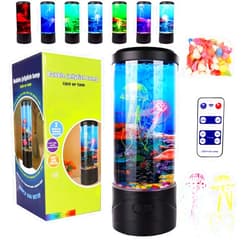 Iluckyla LED Bubble Jellyfish Lamp with 8 Color Changing,Remote Control LED Jellyfish Night Light, USB Aquarium Tank Mood Lamps for Adults Kids with Color pebbles Home Office Decor Christmas Gifts