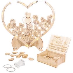 Oture Wedding Guest Book Alternative, Guest Book Reception Wood Heart Frame Guest Sign with 100 Wooden Hearts, Wooden Heart Drop Box for Wedding Birthday Anniversary Party Baby Shower Decorations