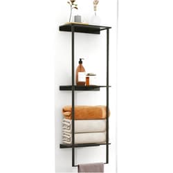 Bethom Towel Storage for Bathroom, 3 Tier Towel Rack with Shelf and Towel Bar, Wall Mounted Towel Racks for Bathroom Towel Storage and Organizer - Matte Black