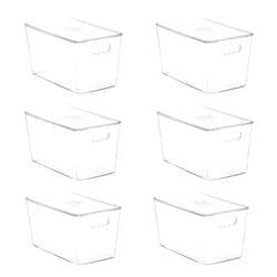 Vtopmart 6 Pack Clear Stackable Storage Bins with Lids,XLarge Plastic Containers with Handle for Pantry Organizer and Storage,Perfect for Kitchen,Fridge,Cabinet, Closet,Bathroom Organization