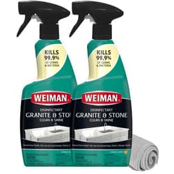 Weiman Disinfectant Granite Daily Clean & Shine (2 Pack with Polishing Cloth) Safely Clean Disinfect and Shine Granite Marble Soapstone Quartz Quartzite Slate Limestone Corian Laminate Tile Countertop