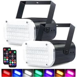 Luditek 2-Pack LED Strobe Lights 48LED Halloween, Multi-Color Sound Activated Disco Party Lights w/Remote Control, Flashing Strobe Lamp for Indoor Home Room Decorations Karaoke