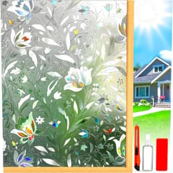 Dwersty Rainbow Window Privacy Film Decorative, Stained Glass Window Tint for Home, 3D Decals Window Clings for Glass Windows, Static Cling Window Sticker, Suncatcher Window Cover,17.5