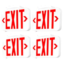 TORCHSTAR LED Exit Sign, Emergency Exit Light with Battery Backup, Double Face, UL 924, AC 120/277V, Damp Location, Hardwired Red Letter Exit Lights for Business, Pack of 4