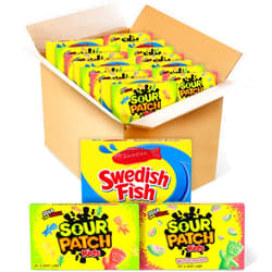 SOUR PATCH KIDS Original Candy, SOUR PATCH KIDS Watermelon Candy & SWEDISH FISH Candy Variety Pack, 15 Movie Theater Candy Boxes