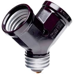 Pass & Seymour Legrand Pass & Seymour 128 660W 250V Single to Double Medium Base A26 Lampholder Adapter, Brown (1 Count)