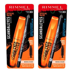 Rimmel Scandaleyes Mascara With Scandaleyes Waterproof Kohl Kajal Liner, Extreme Black, 0.41 Fl Oz (12 ml), Pack of 2
