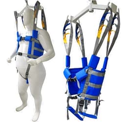 Generic Patient Lift Aid Sling Assist Elederly Senior Transfer Belt Sit Stand Walk Straps Harness Fold Up Full Body Support Leg Excisers Blue