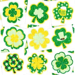 Maitys 72 Pieces Glitter Shamrock Temporary Tattoos St. Patrick's Day Tattoos Lucky Clover Glitter Tattoo Stickers St. Patrick's Day Irish Sticker Parade Party Favors Decorations Accessories, 9 Styles
