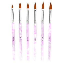 DIVINA VITAE Acrylic Nail Brush Set - 6 Pcs Gel Brushes for Nails, Size 12/14/15/16/19/20mm Finger Nail Brush Professional Nail Art Brushes for Acrylic Powder Application, Nail Extension, 3D Nail Engraving