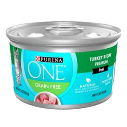 Purina ONE Natural, High Protein, Grain Free Wet Cat Food Pate, Turkey Recipe - (Pack of 24) 3 oz. Pull-Top Cans