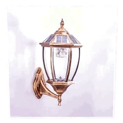 KISAD Waterproof Wall Sconce Light Fixture Retro Smart Light Control Three-Color Dimmable Solar Outdoor Aluminum Alloy Waterproof Wall Lamp for Villa Courtyard Porch Lighting (Color : Brass)