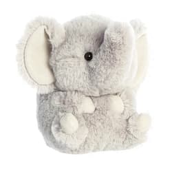 Aurora® Round Rolly Pet™ Trumpeter Elephant™ Stuffed Animal - Adorable Companions - On-The-Go Fun - Gray 5 Inches