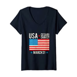 USA Cesar Chavez Day Celebration Holiday Gifts Womens Cesar Chavez Day I 31 March Holiday Si Se Puede V-Neck T-Shirt