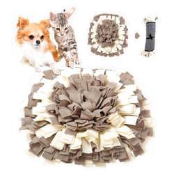 Xinzs Snuffle Mat for Dogs, Durable Pet Sniff Mat 18'' x 18'' Foldable Dog Food Feeding Mat Washable Dog Puzzle Toys for Bored Small Medium Large Puppy Cat Rabbit (S: 18''x 18'', Grey&White)