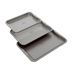 Ninja B33003 Foodi NeverStick Premium 3-Piece Baking Sheet Set, Nonstick, Oven Safe up to 500⁰F, with 9 x 13 inch Sheet, 10 x 15 inch Sheet & 11 x 17 inch Sheet, Dishwasher Safe, Grey