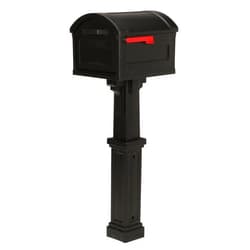 ARCHITECTURAL MAILBOXES Grand Haven Plastic, Mailbox and Post Kit, Black Extra Large