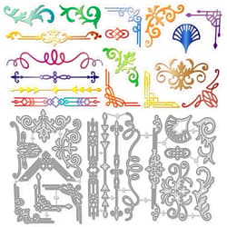 GLOBLELAND Decorative Art Corner Cutting Dies for Card Making Lace Corner Die Cuts Pattern Window Frame Metal Cut Die Stencils for DIY Scrapbooking Embossing Photo Album Craft Decor