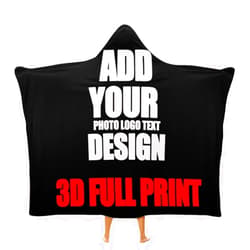 NALAHOME Custom Wearable Blanket Personalized Hooded Blanket Add Your Photo or Text Logo 3D Print Thick Flannel Throw Blanket