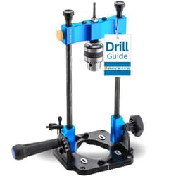 Rockler Drill Guide | Portable Drill Press Adapter for Hand Drill - 0 to 60 Angle w/Protractor & Chuck Key for straight holes - Rockler Woodworking