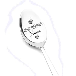 Kefley Mothers Day Birthday Gifts for Grandma Good Morning Nana Spoon for Nanny Granny Engraved Soup Coffee Spoon Teaspoons for Nannie Nana Christmas Gift from Granddaughter Grandson Grandchildren