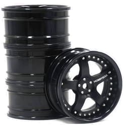 hobbysoul 4pcs RC 1/10 Aluminum Alloy Rims Wheel Hex 12mm adjustable offset Black Fit 1:10 RC On Road Drift Touring Car tires