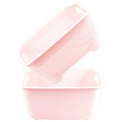LNQ LUNIQI Double-Layer Draining Basket - Plastic Fruits & Vegetable Washing Basket with Stackable Multi-Layer Design for Kitchen