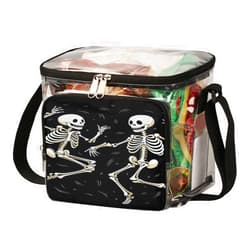 GzLeyigou Skeletons Dancing Clear Bag Tote with Handles Dance Skull Transparent Crossbody Shoulder Bag Lunch Bag for Outdoor,Travel,Picnic,Concerts, Sports Events Stadium Approved