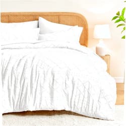 JOLLYVOGUE King Comforter Set, White Boho Tufted 7 Pieces Bedding Comforter Set for All Seasons, Lightweight & Breathable Bed in a Bag with Comforter, Sheets, Tufted Shams & Pillowcases