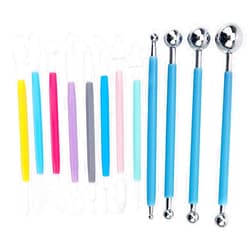 Antrader Cake Decorating Metal Ball Fondant Tool,Double Ended Sculpting Tools Set 8 PCS Clay Indentation Tools and 4 PCS Stainless Steel Dotting Modeling Tools for Cake Flower Sculpture Pottery